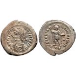 Justinian I. Silver Light Miliarense (4.10 g), 527-565. VF