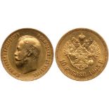 10 Roubles 1903 AP. GOLD.