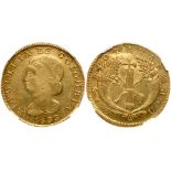 Colombia. Republic of Colombia (1821-1837). Gold 8 Escudos, 1833 3 over 2-UR