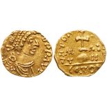 Merovingians, Marseille. Pseudo-imperial issue. Gold Tremissis (1.11 g), ca. 575-650. VF