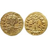 Lombards. Grimoald III, with Charlemagne. Gold Tremissis (1.31 g), 788-806. NGC AU55