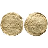 Great Mongols. Anonymous, ca. 1220s-1250 AD. Gold Dinar, Khujanda, nd, 4.49g.