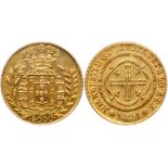 Brazil. Joao VI (1818-1822). Gold 4000 Reis, 1821 1 over O