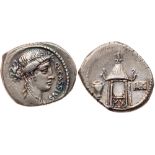 Q. Cassius Longinus. Silver Denarius (3.93 g), 55 BC