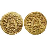 Visigoths. Sisenand. Gold Tremissis (1.54 g), 631-636. EF