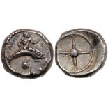 Calabria, Taras. Silver Nomos (8.13 g), ca. 480-470 BC. EF