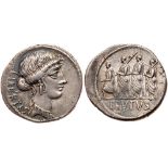 Q. Caepio Brutus. Silver Denarius (3.86 g), 54 BC