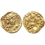 Merovingians. Pseudo-imperial issue. Gold Tremissis (1.27 g), ca. 500-575. EF