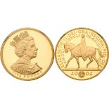 Elizabeth II (1952 -), Gold proof Crown of Five Pounds, 2002
