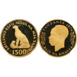 Tanzania. Three Piece Set. Gold 1500 Shilingi; Silver 50 Shilingi and Silver 25 Shilingi, 1974