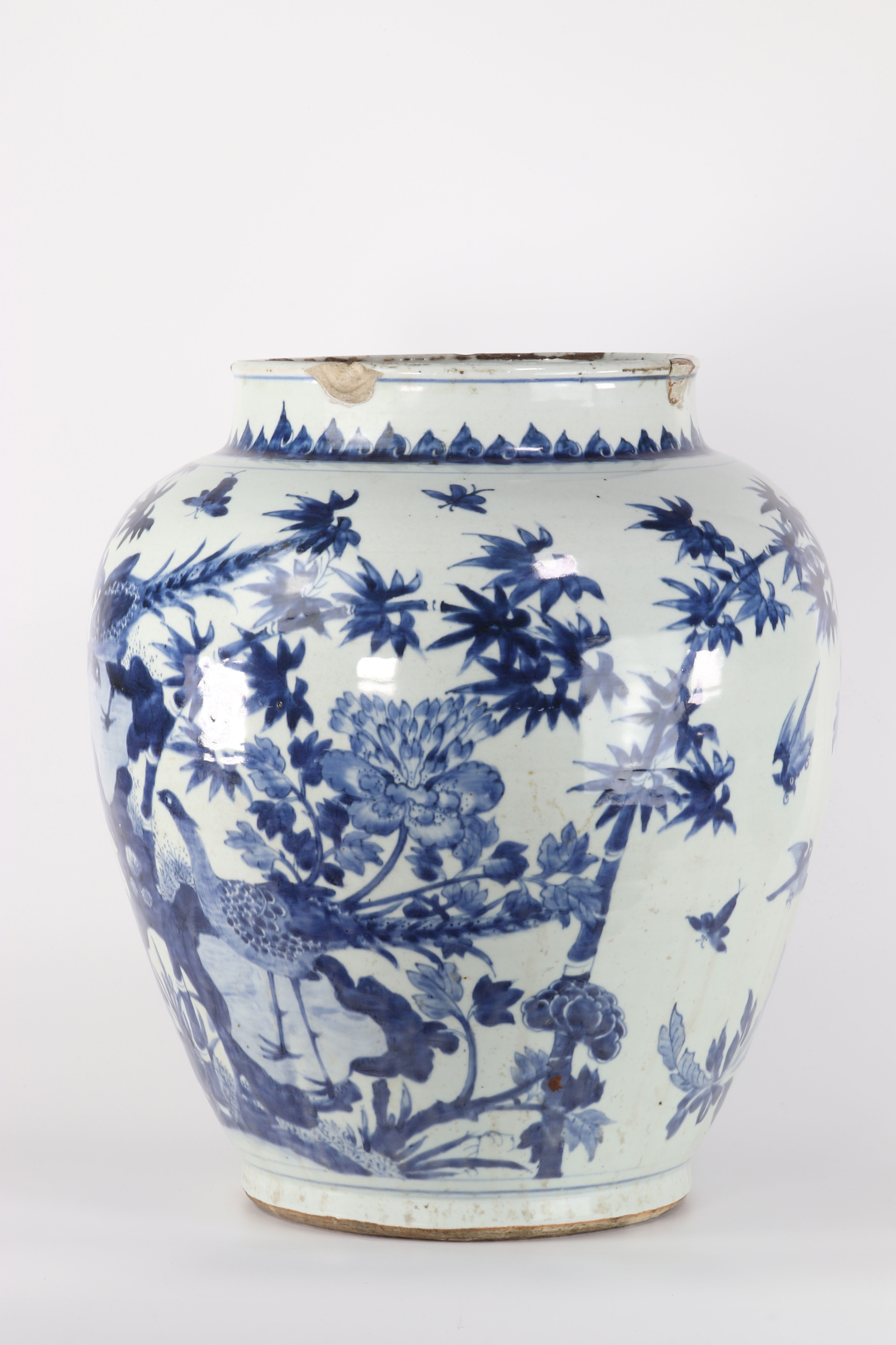 imposant vase chine blanc bleu transition décor de phénix et faisans 17ème [...] - Bild 5 aus 8
