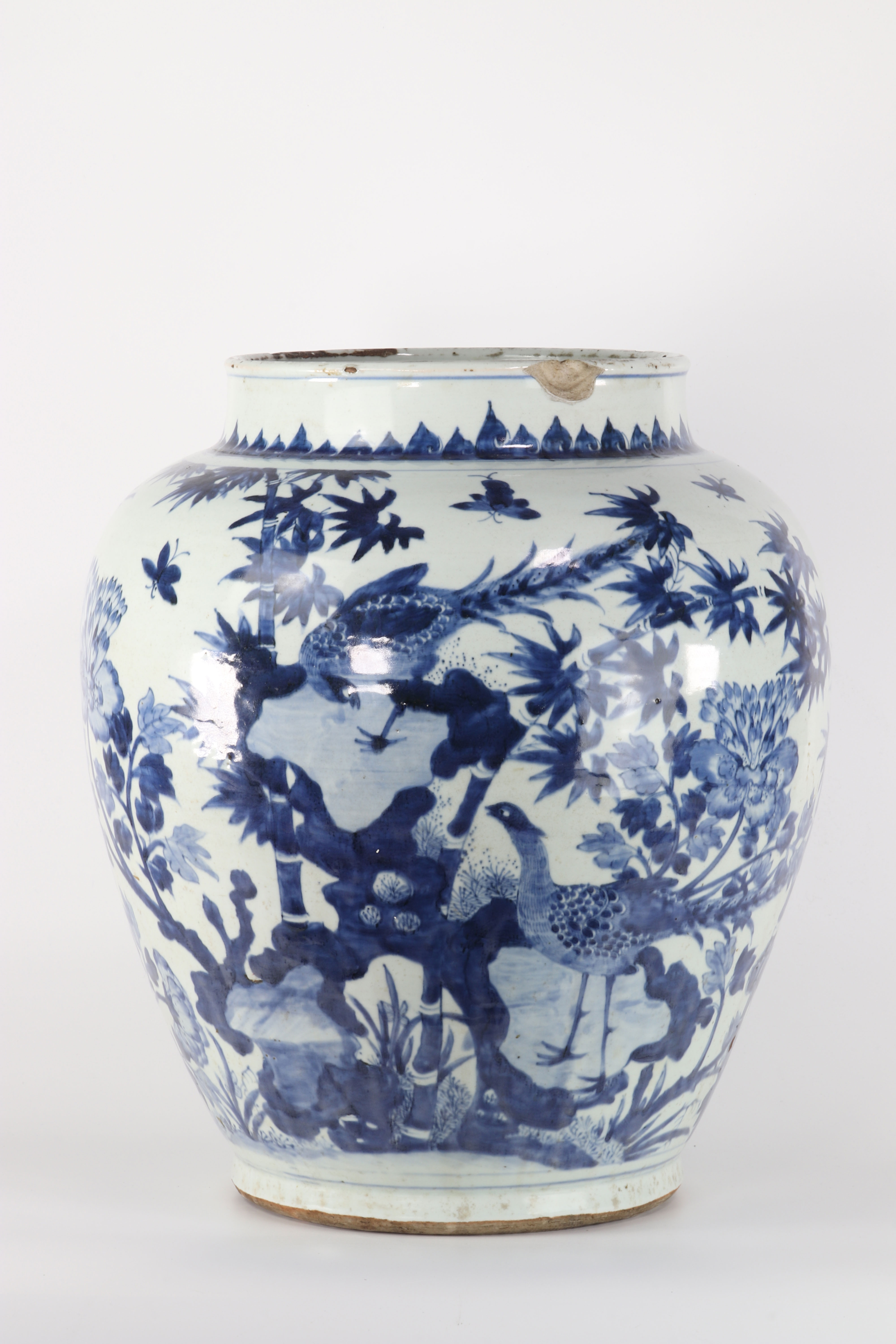 imposant vase chine blanc bleu transition décor de phénix et faisans 17ème [...] - Bild 4 aus 8
