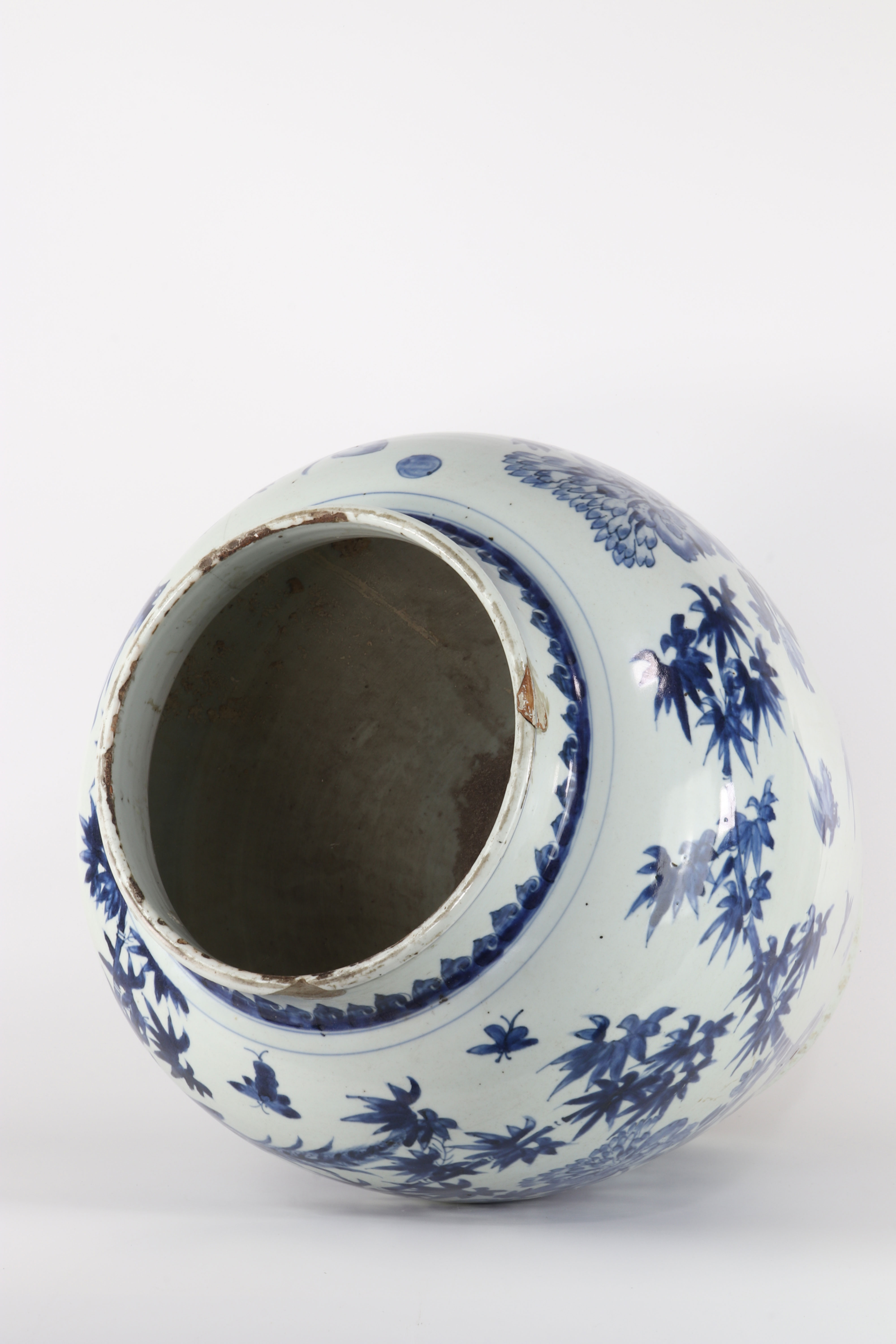 imposant vase chine blanc bleu transition décor de phénix et faisans 17ème [...] - Bild 7 aus 8