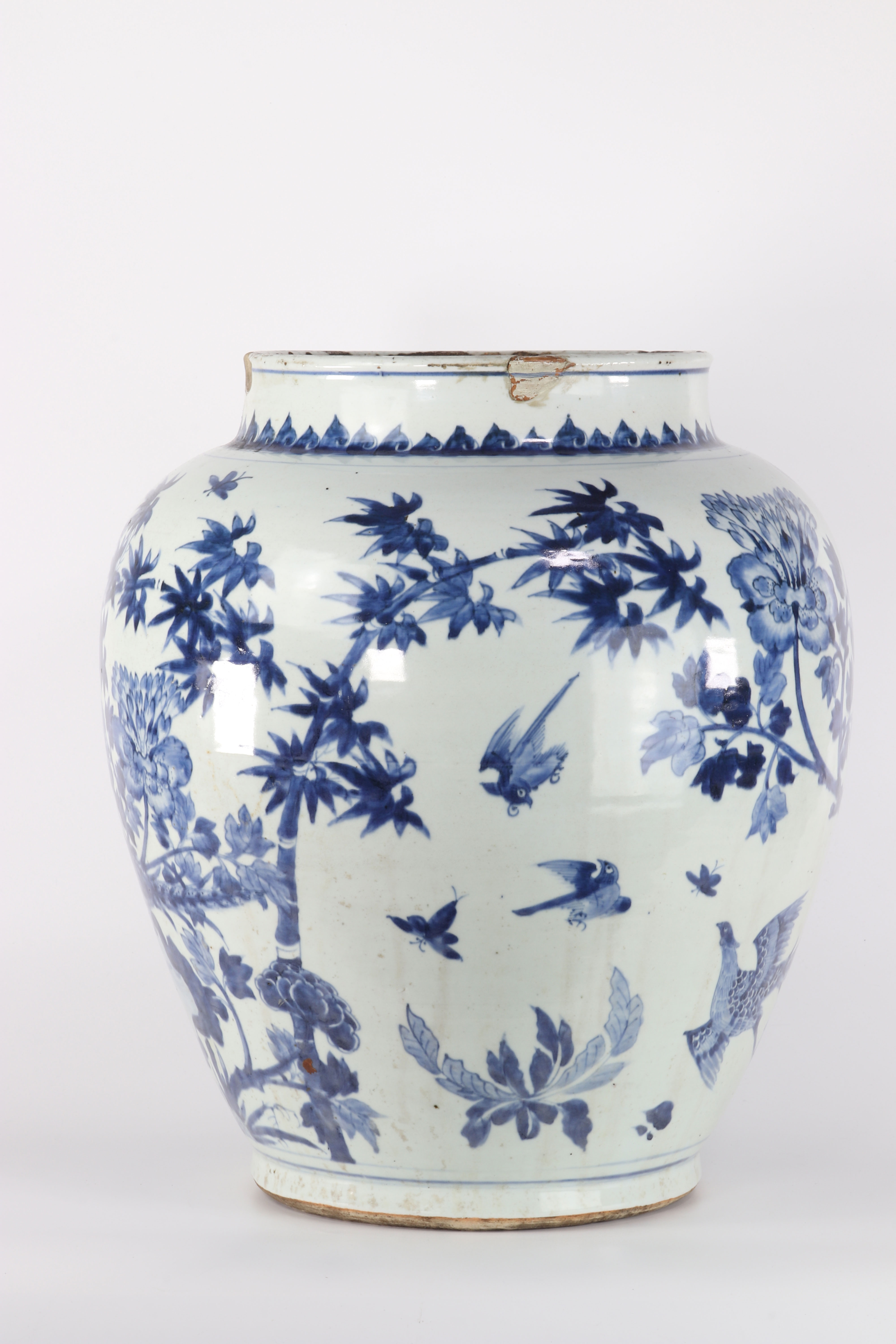 imposant vase chine blanc bleu transition décor de phénix et faisans 17ème [...] - Bild 6 aus 8