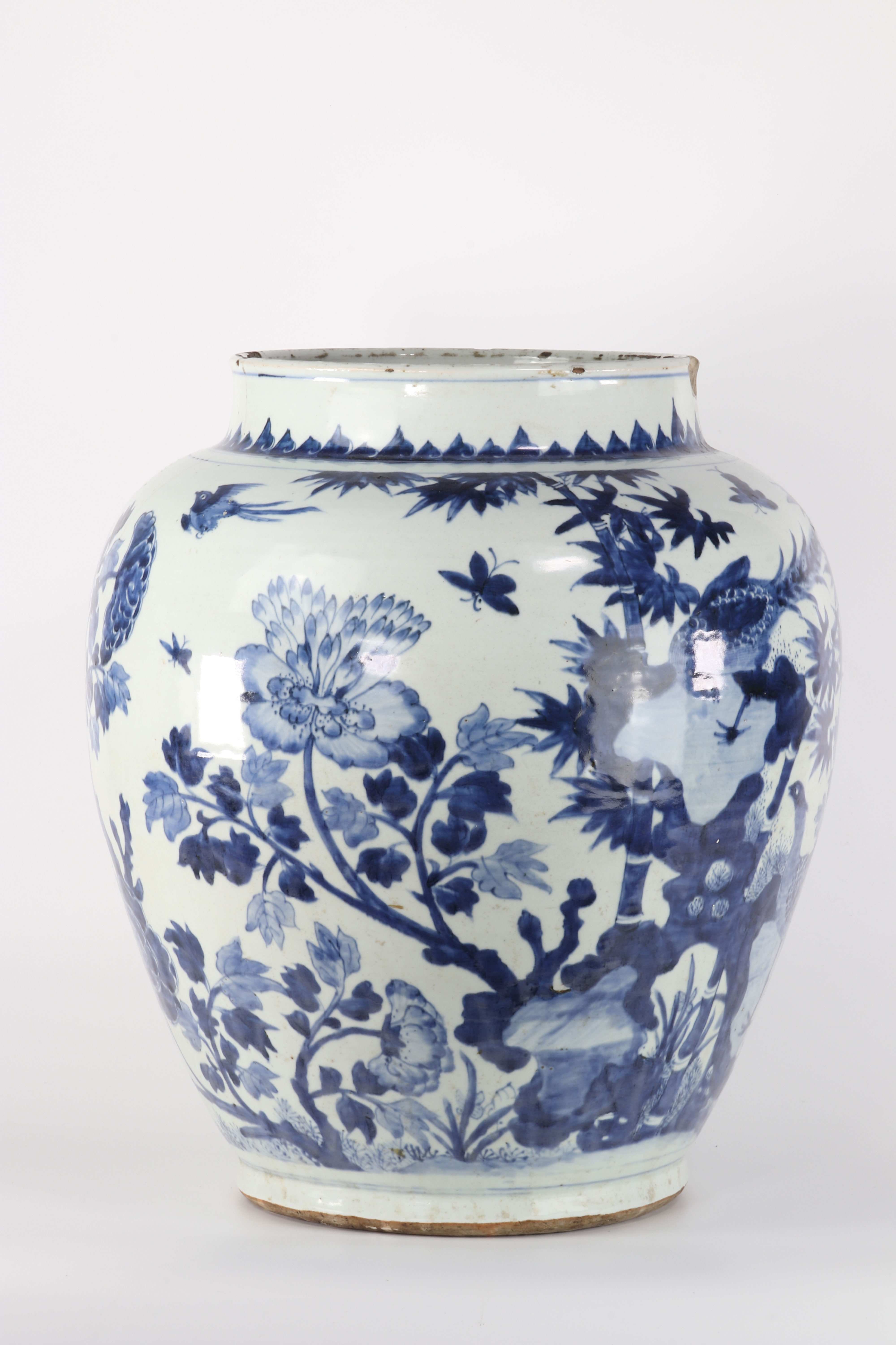 imposant vase chine blanc bleu transition décor de phénix et faisans 17ème [...] - Bild 3 aus 8