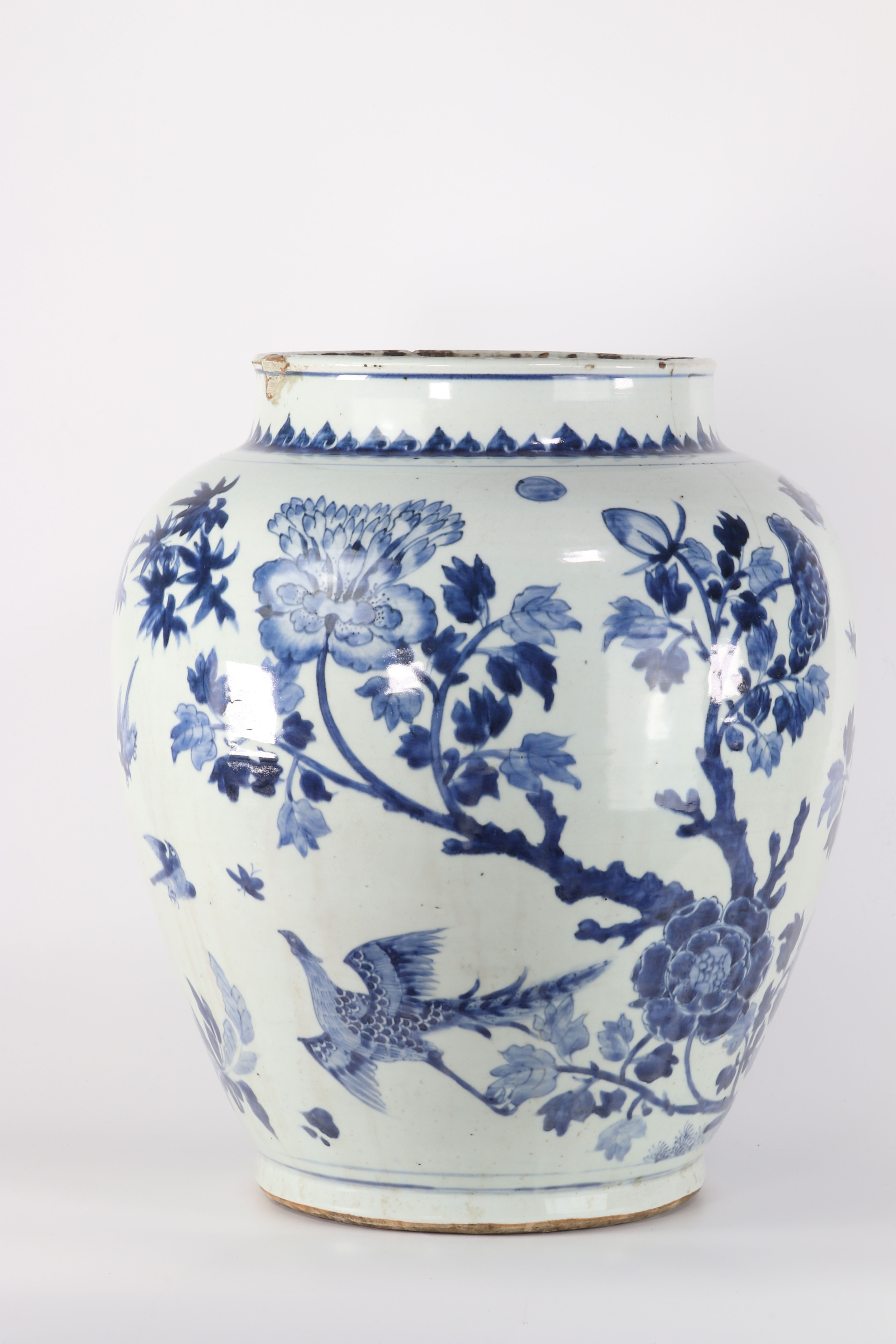imposant vase chine blanc bleu transition décor de phénix et faisans 17ème [...] - Bild 2 aus 8