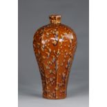China hexagonal Mei-Ping vases, Song, decorated with partridge feathers, on a beige-brown background