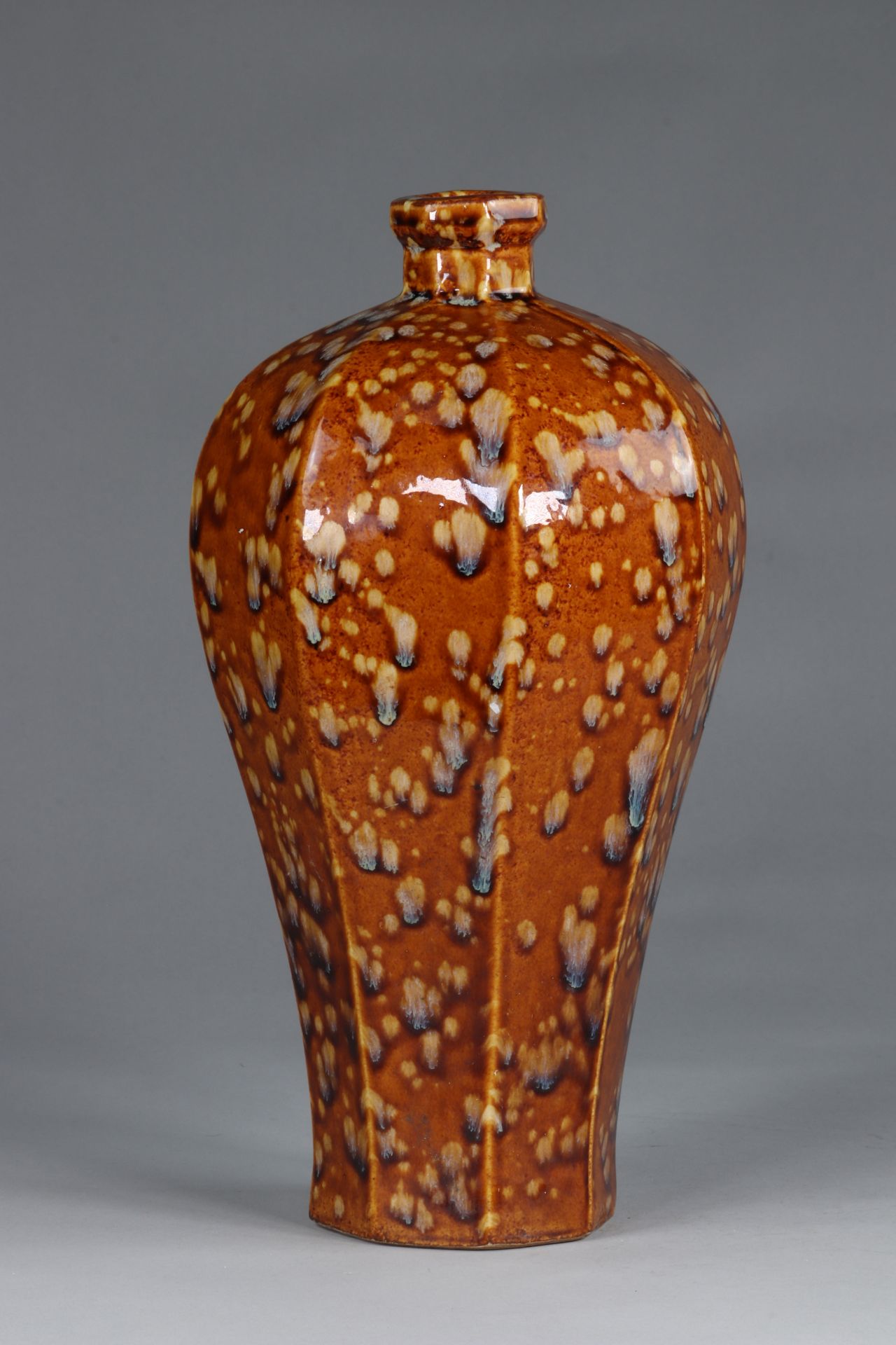 China hexagonal Mei-Ping vases, Song, decorated with partridge feathers, on a beige-brown background