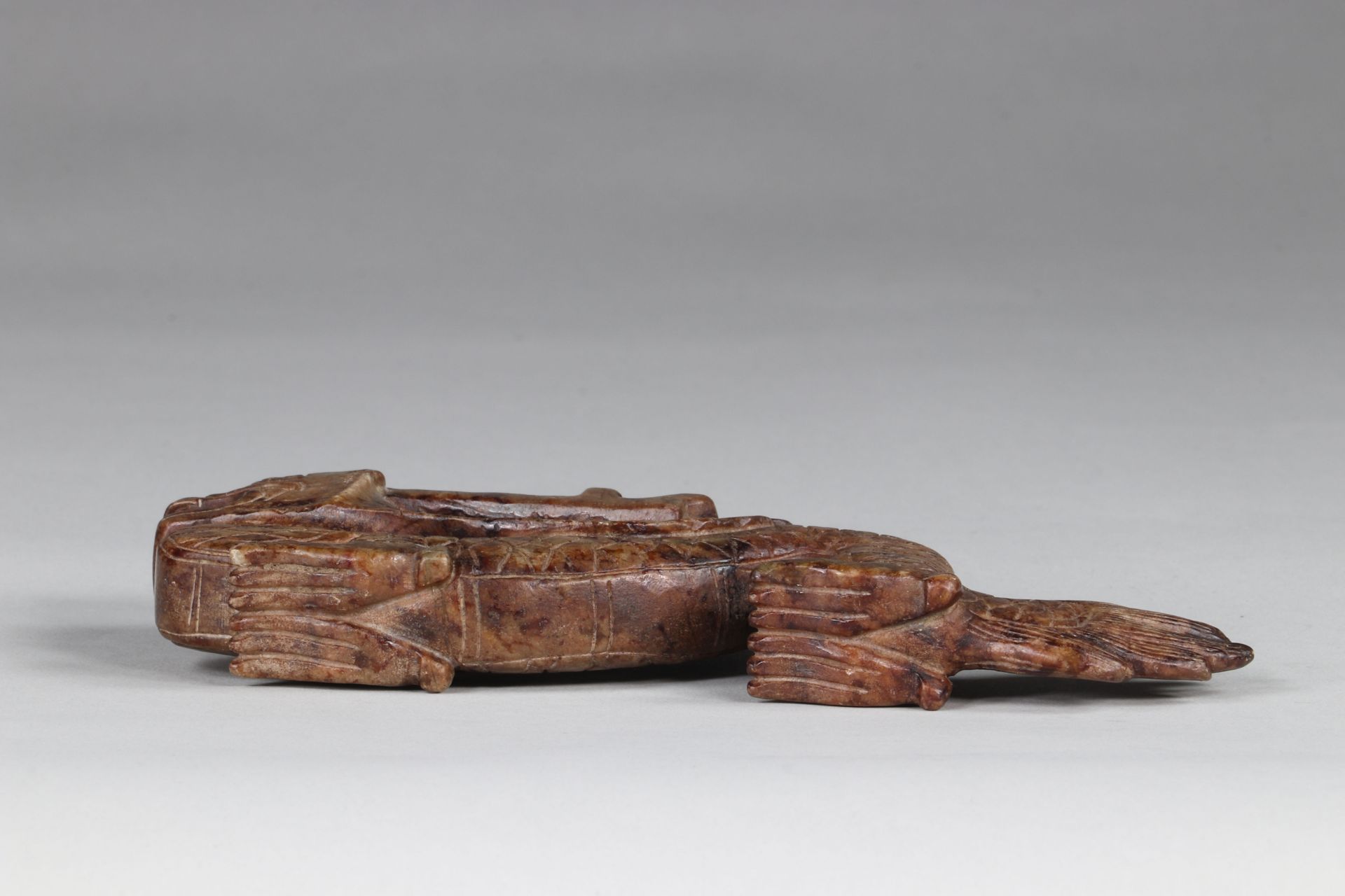 China brush holder in brown jade, archaic work - Image 5 of 5