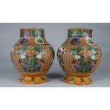 Pair of Fahua Tongzhi vases decorated with dragons in relief