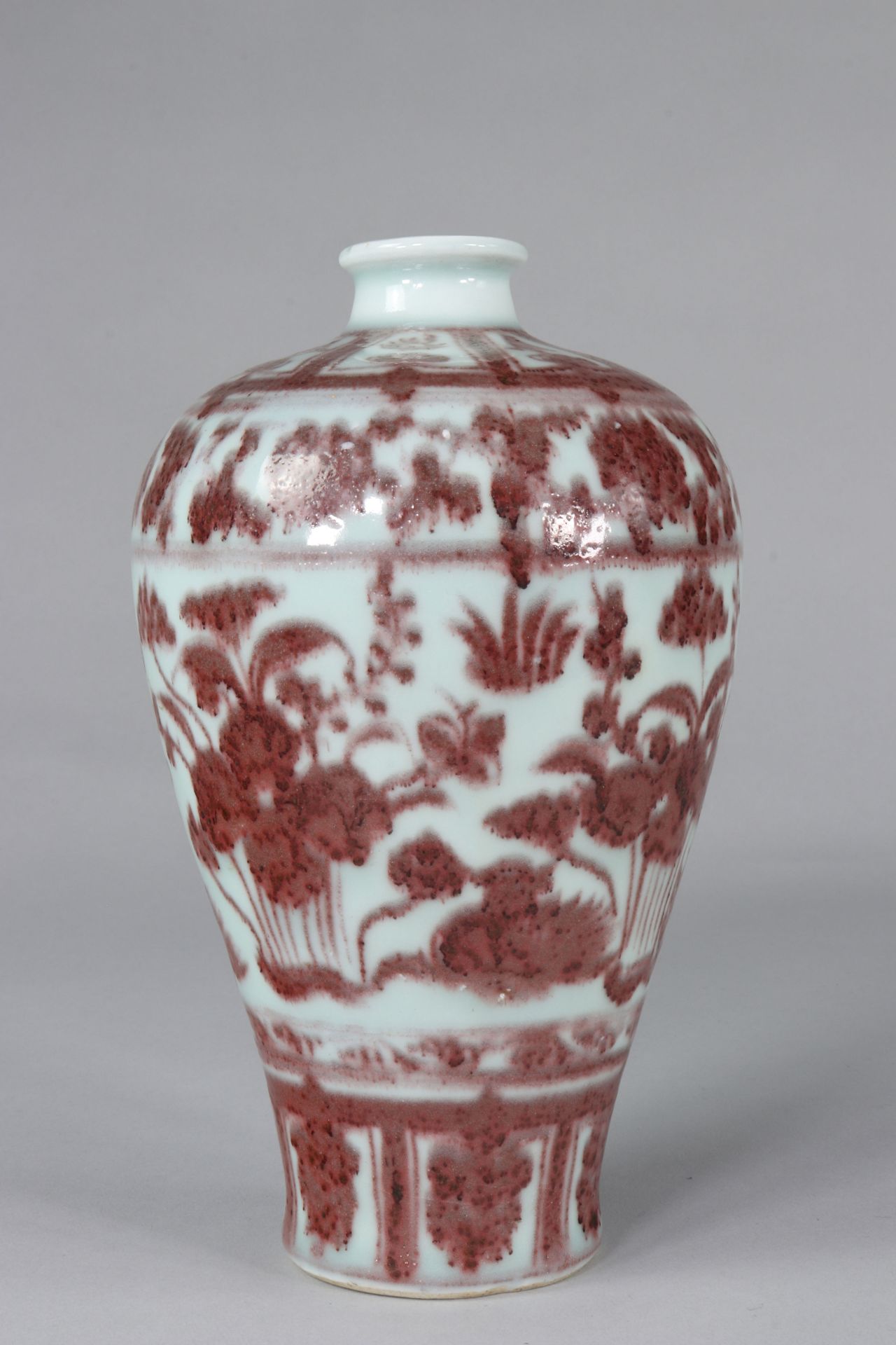 Red Meiping vase decorated with Lotus flowers 14th - Image 2 of 7