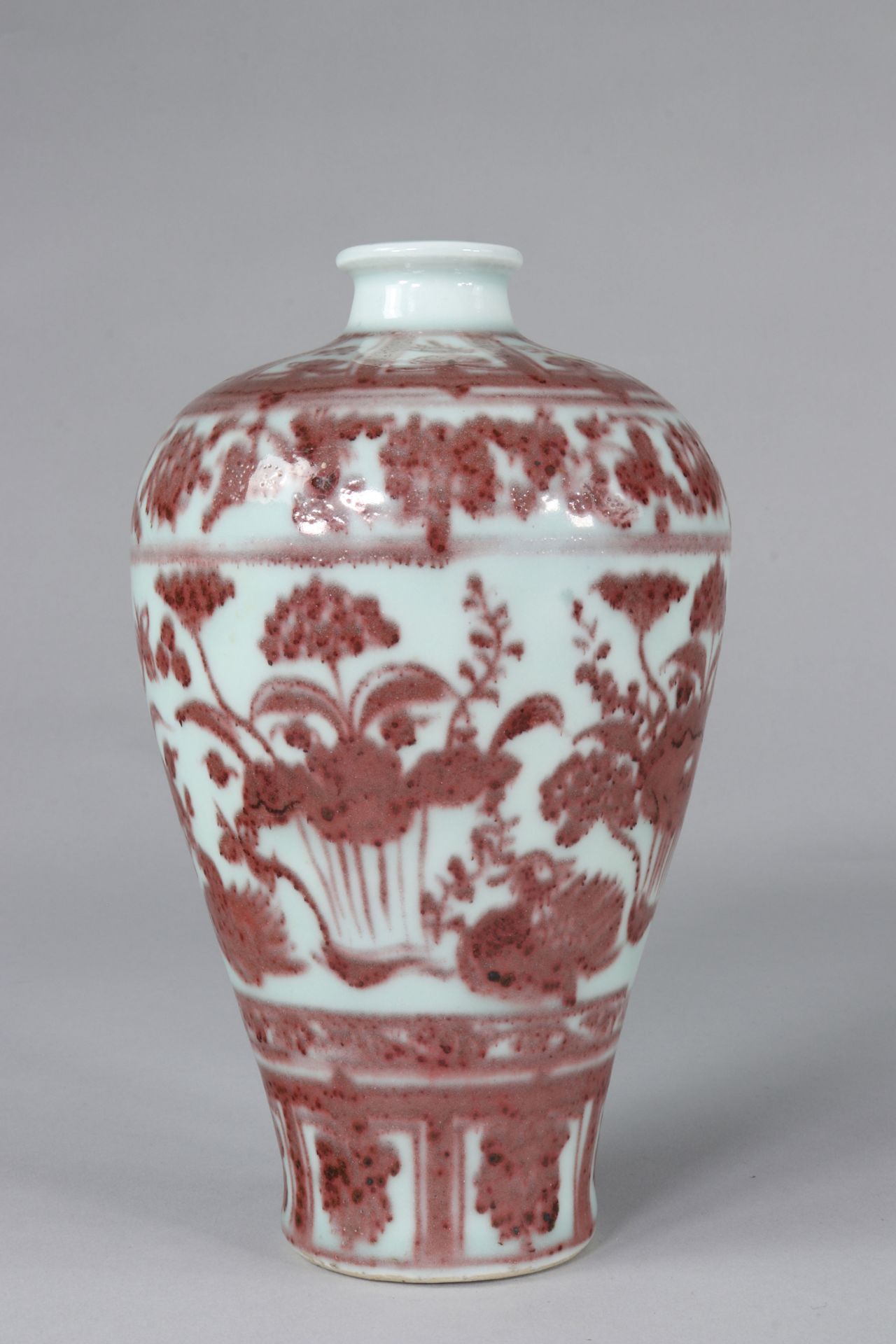 Red Meiping vase decorated with Lotus flowers 14th - Image 5 of 7