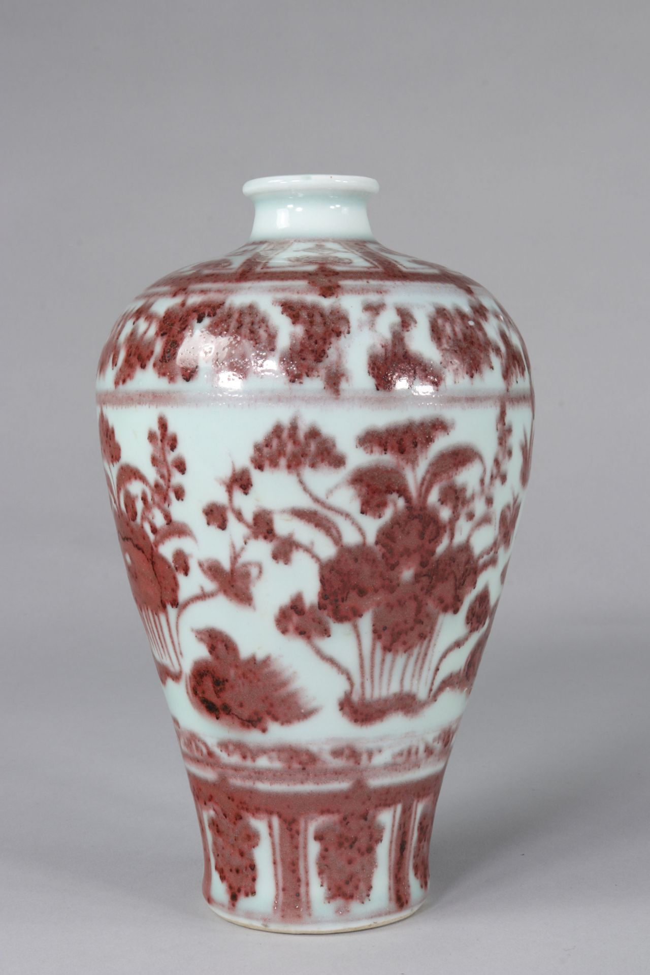 Red Meiping vase decorated with Lotus flowers 14th - Image 3 of 7