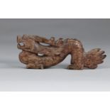 China brush holder in brown jade, archaic work