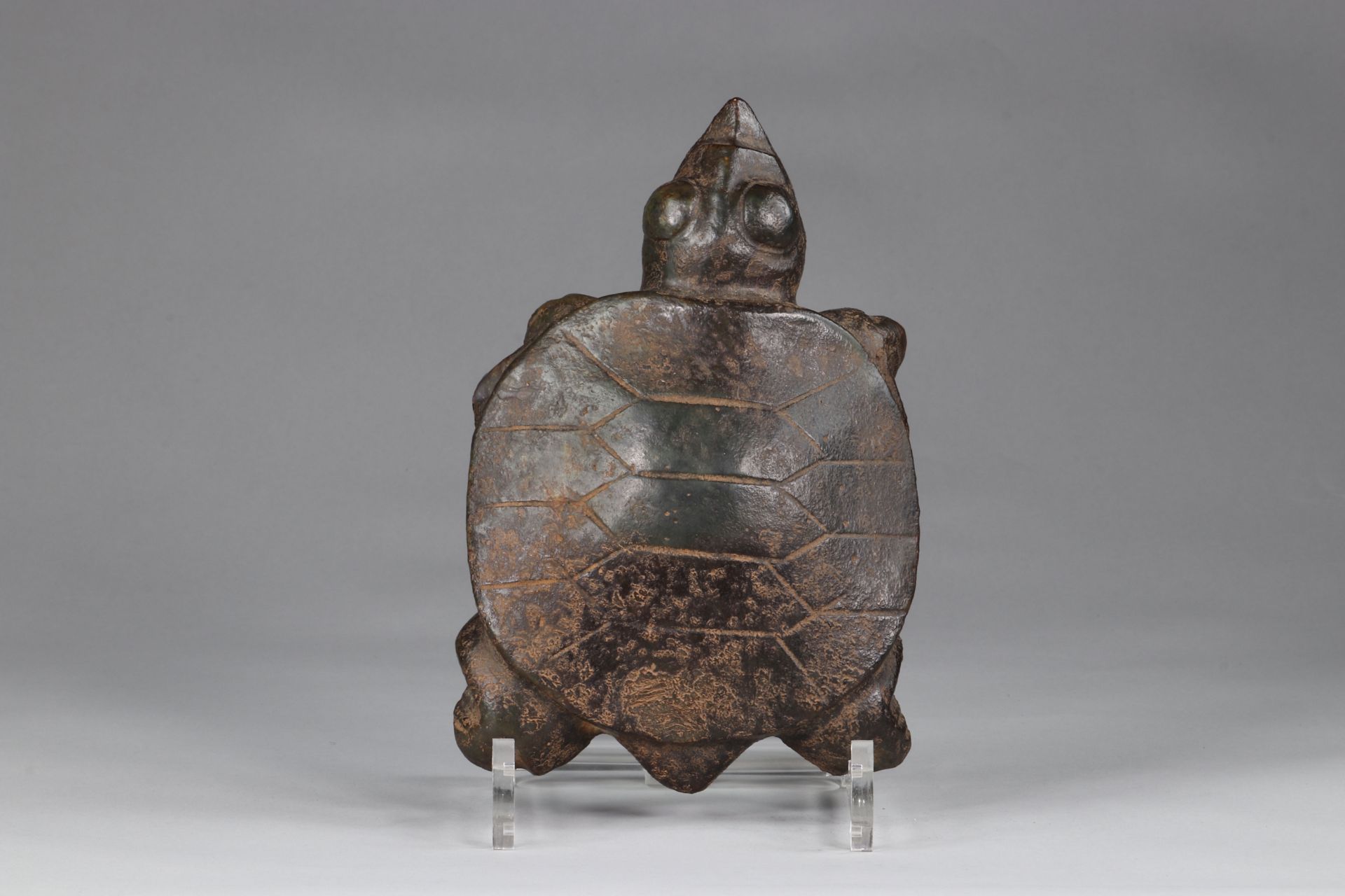 China Turtle in dark green jade, archaic work