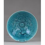 China cut Ming, in blue-turquoise monochrome, mark of 4 characters of Xuande