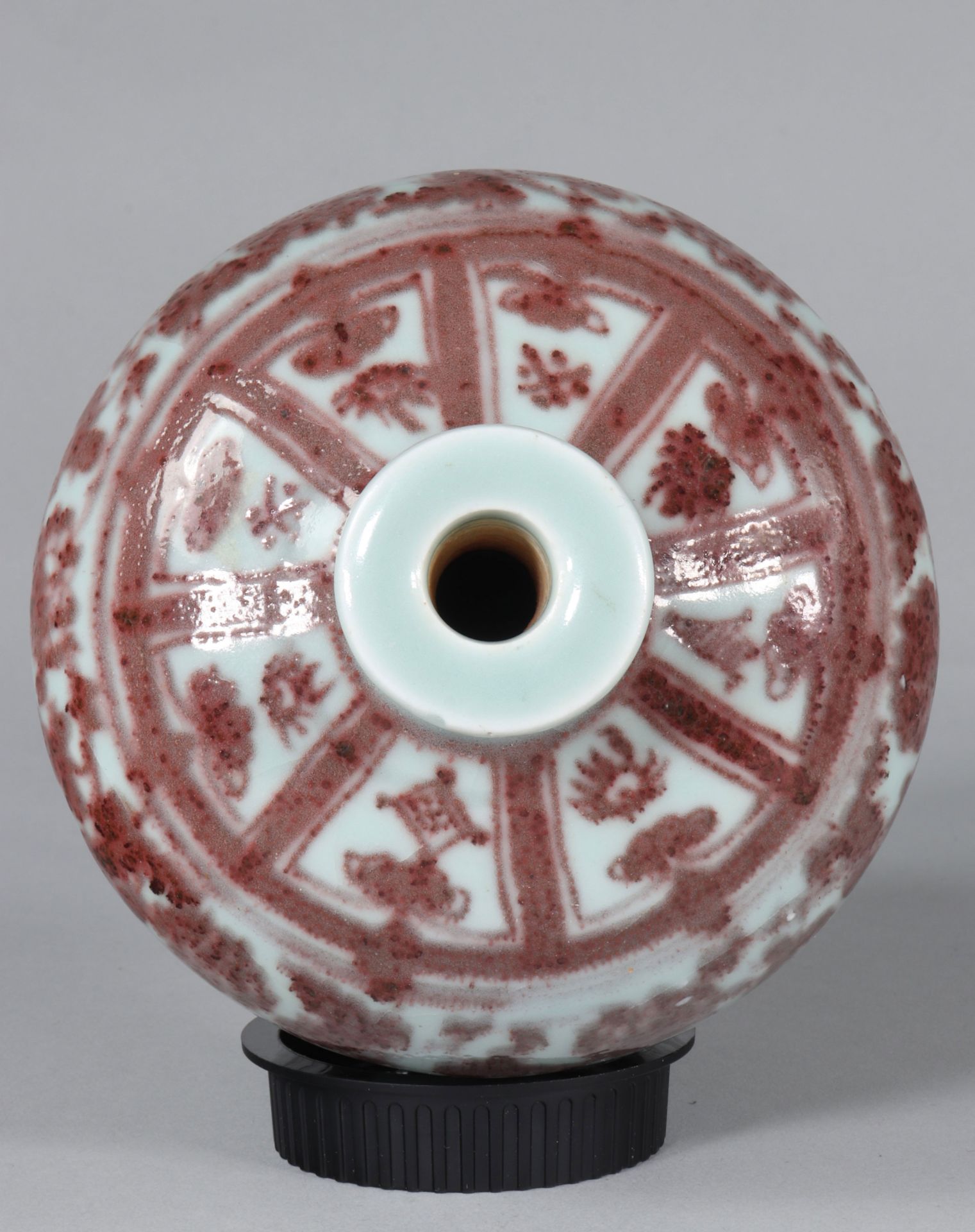 Red Meiping vase decorated with Lotus flowers 14th - Image 7 of 7