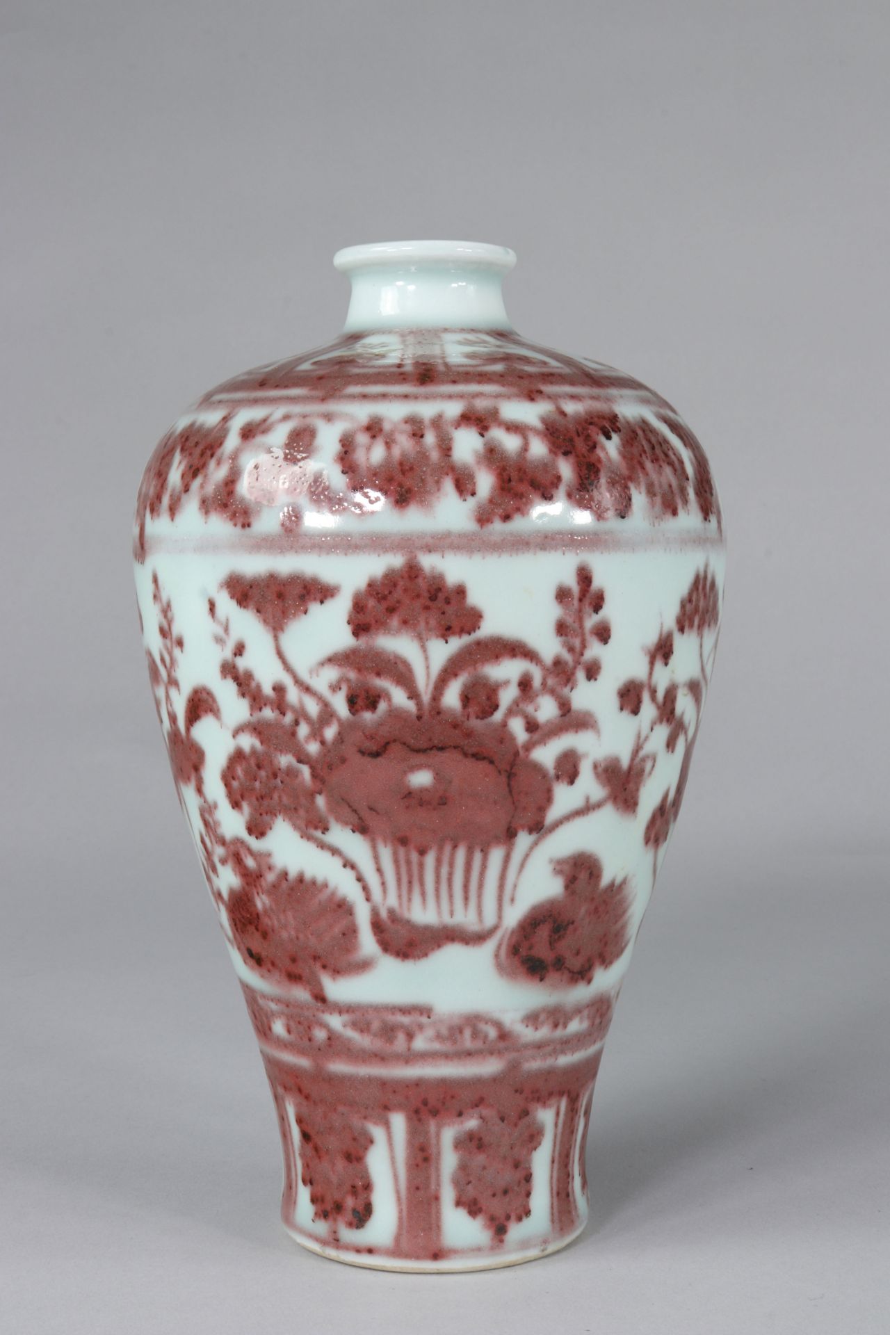 Red Meiping vase decorated with Lotus flowers 14th - Image 4 of 7