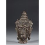 Asia bronze buddha head Qing period