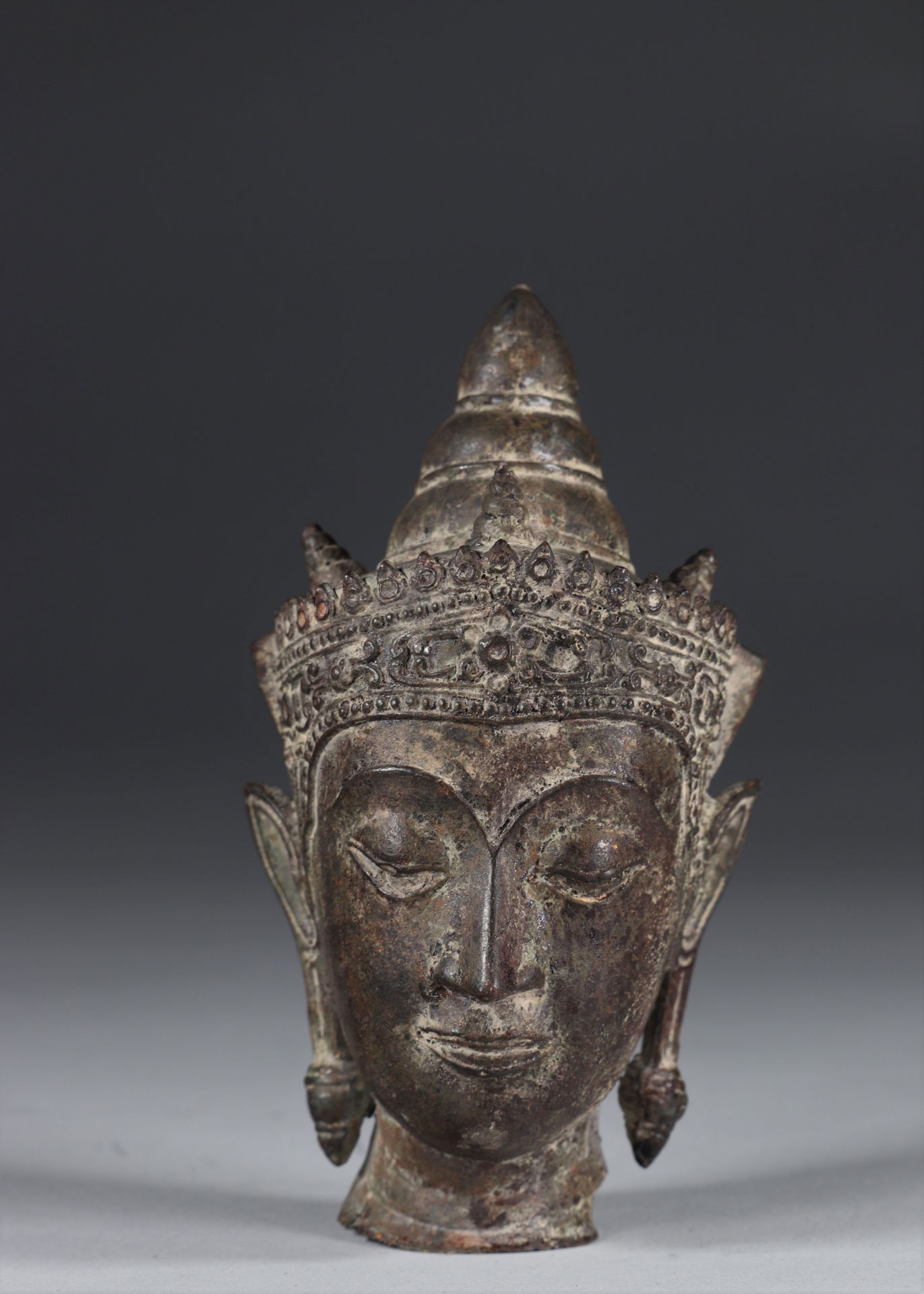 Asia bronze buddha head Qing period