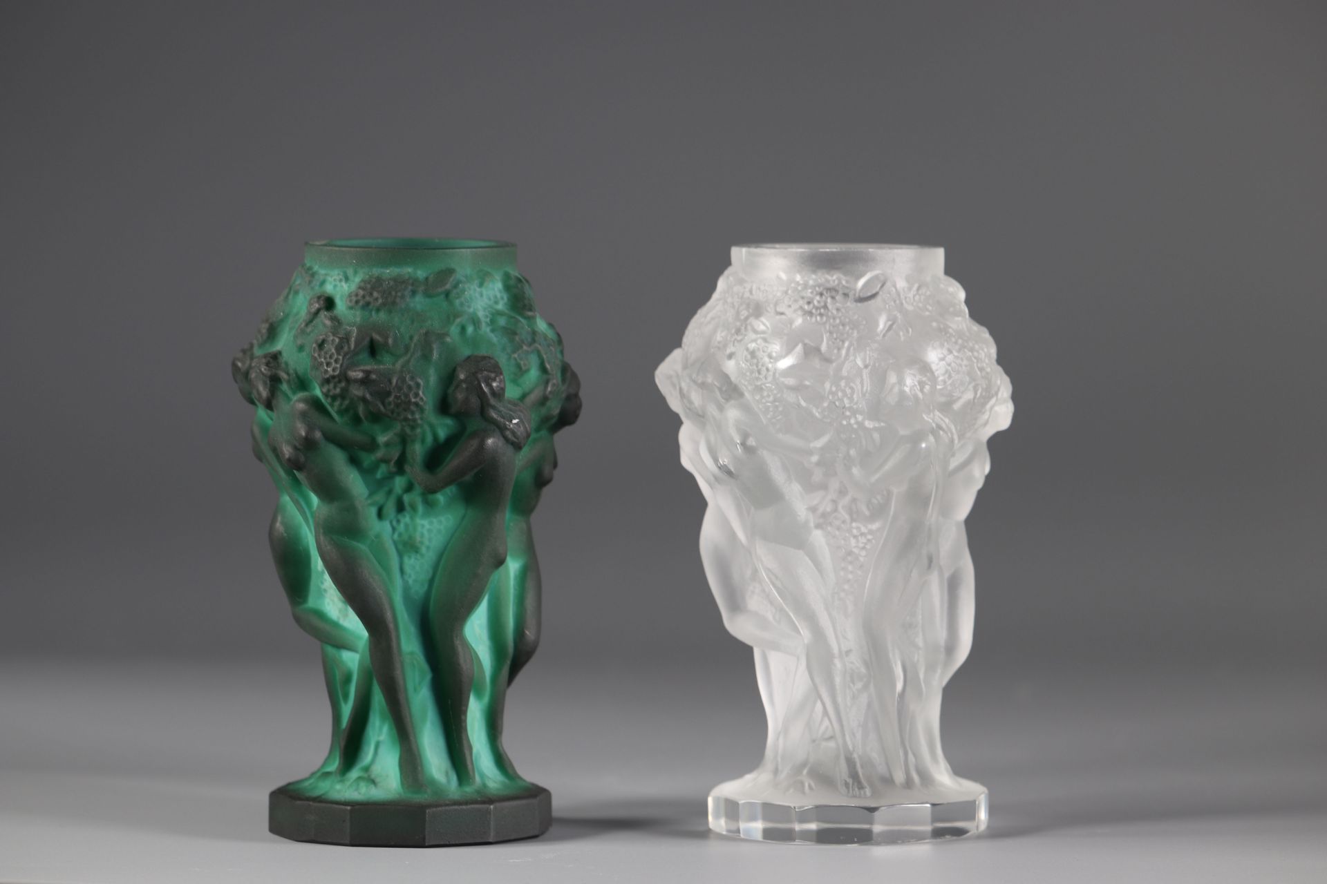 Art Nouveau vases decorated with young naked women