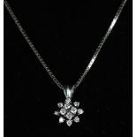 Necklace and pendant in white gold (18k) pendant adorned with diamonds