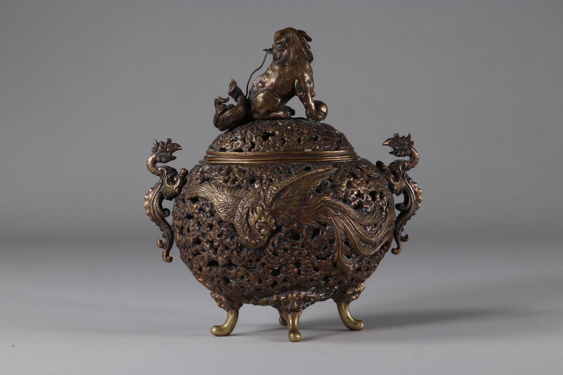 Bronze perfume burner, XIXth Japan. - Image 3 of 5