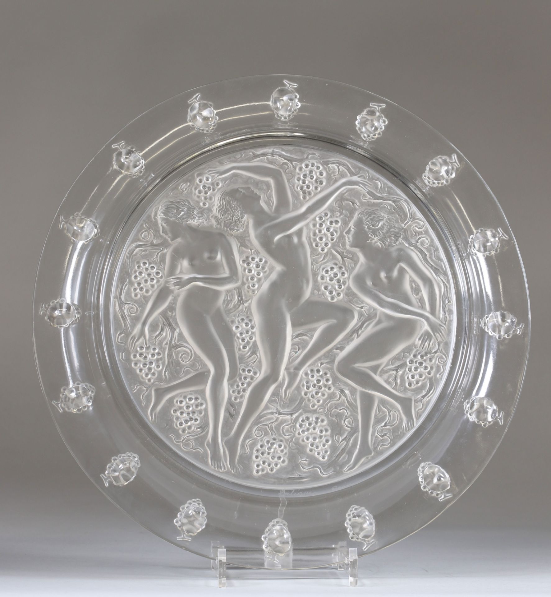 Lalique large dish decorated with the 3 graces in the vines - Image 2 of 2