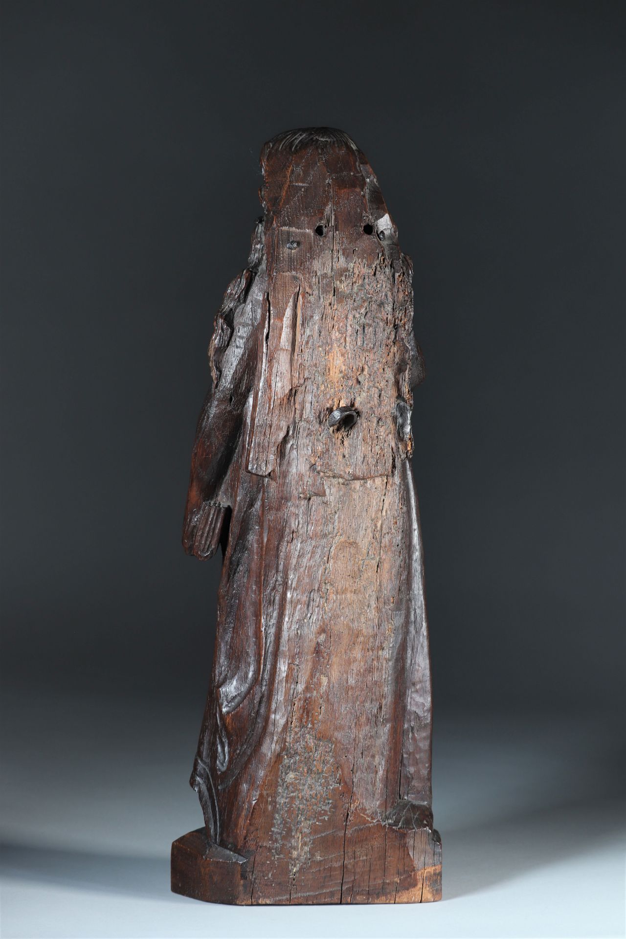 Rare pregnant virgin in carved wood probably Flanders XVI - Image 4 of 4
