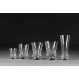 Daum Nancy Glass service (59pc) Sorcy model, the base with molded decoration of wavelets,