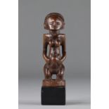 Luba Shankadi, DRC, female statuette, generous scarified belly representing fertility. Wood, old pat