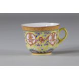 Imperial yellow porcelain cup, Guangxhu mark and period. China around 1900.