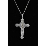 Platinum cross and diamonds + - 1.2ct around 1900