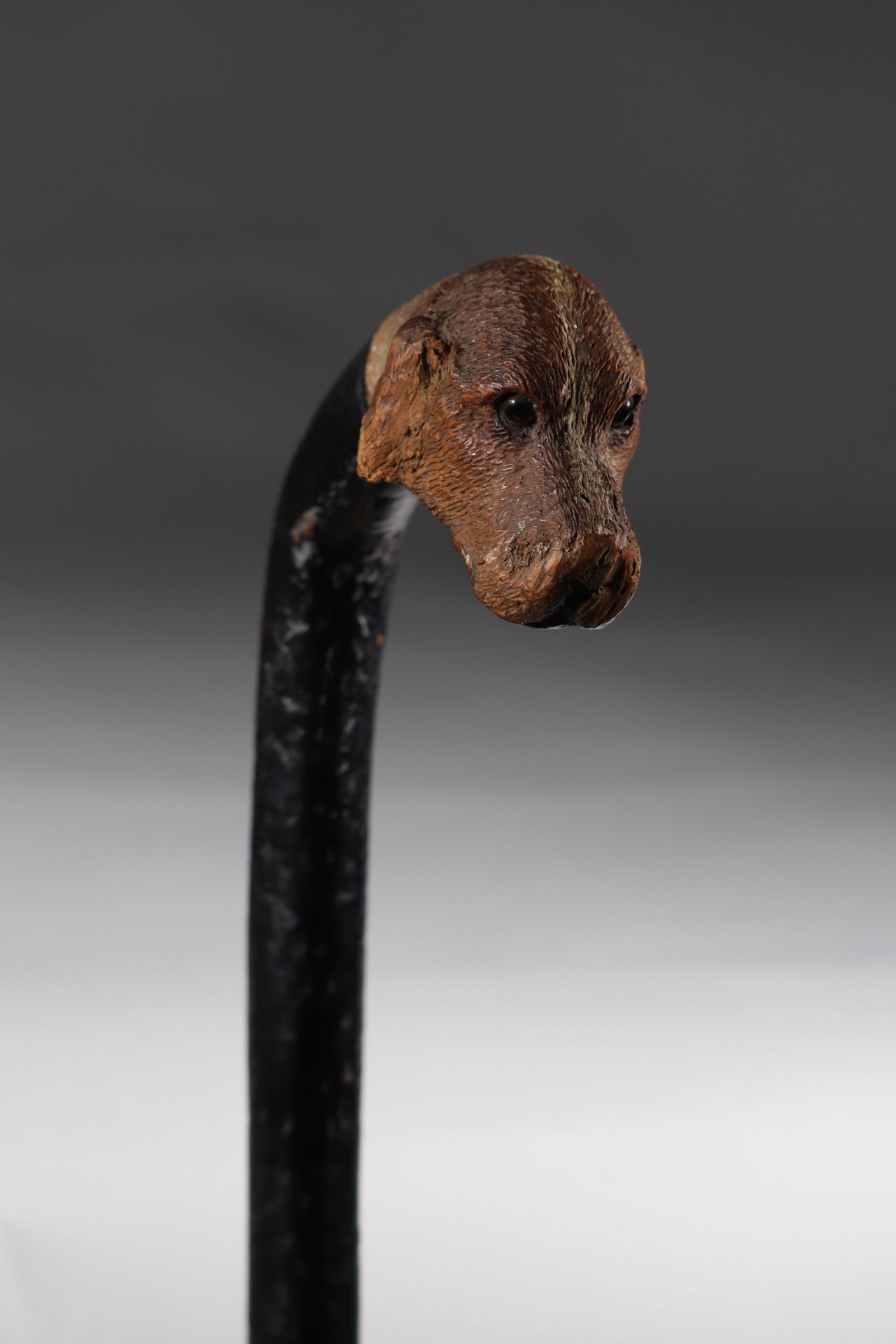 Polychrome dog head folk art cane - Image 3 of 4