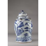 Blanc Bleu covered vase with Qing period dragons decoration (hair and strokes)