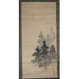 China painted scroll with landscape decoration 19th