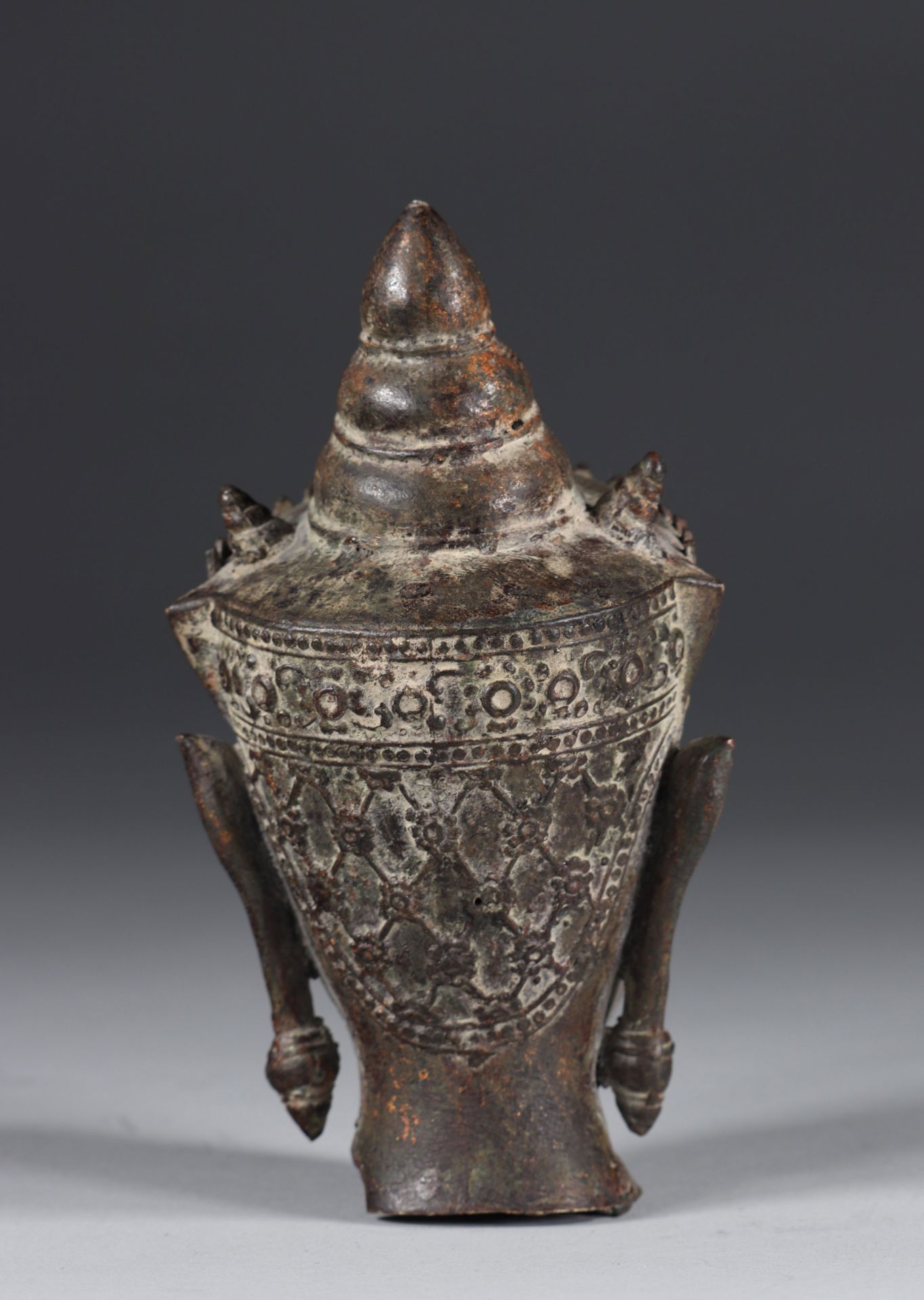 Asia bronze buddha head Qing period - Image 3 of 4