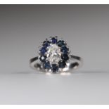 White gold (18k) sapphires and diamonds ring
