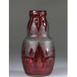 Baccarat Art Nouveau vase with floral decoration cleared with acid signed Baccarat Bourgeois circa 1