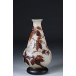 Andre Delatte etched glass vase in floral design cameo